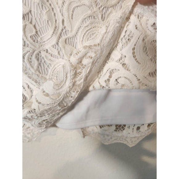 Adrianna Papell Women's Sm White Lace Overlay‎ Sleeveless Blouse Office Shell - Picture 7 of 7